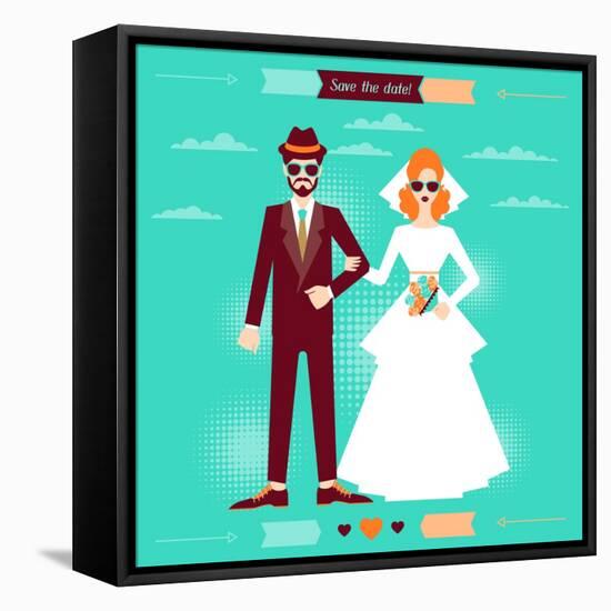 Wedding Invitation Card Template in Retro Style-incomible-Framed Stretched Canvas