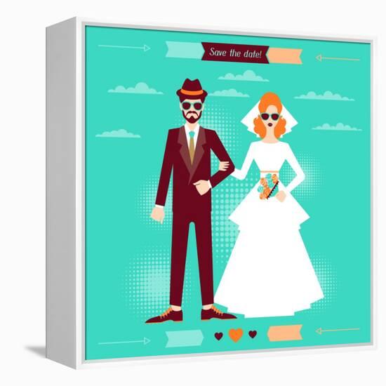 Wedding Invitation Card Template in Retro Style-incomible-Framed Stretched Canvas