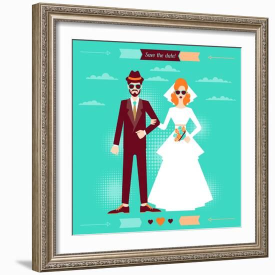 Wedding Invitation Card Template in Retro Style-incomible-Framed Art Print