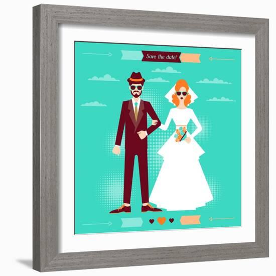 Wedding Invitation Card Template in Retro Style-incomible-Framed Art Print