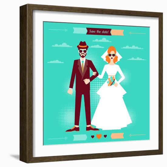 Wedding Invitation Card Template in Retro Style-incomible-Framed Art Print