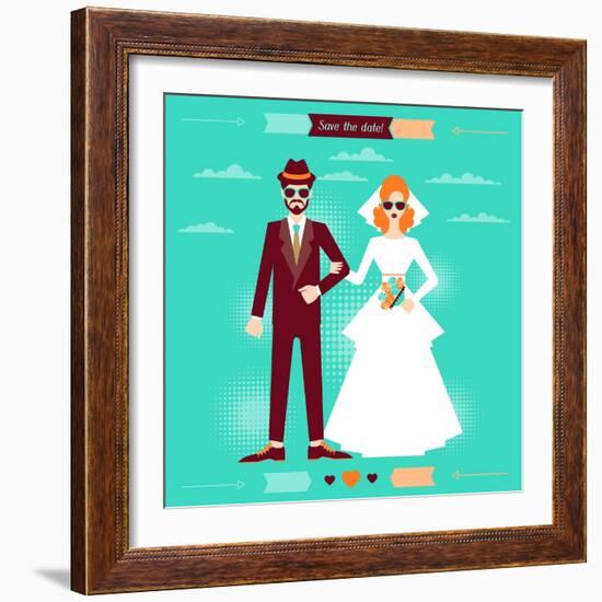 Wedding Invitation Card Template in Retro Style-incomible-Framed Art Print