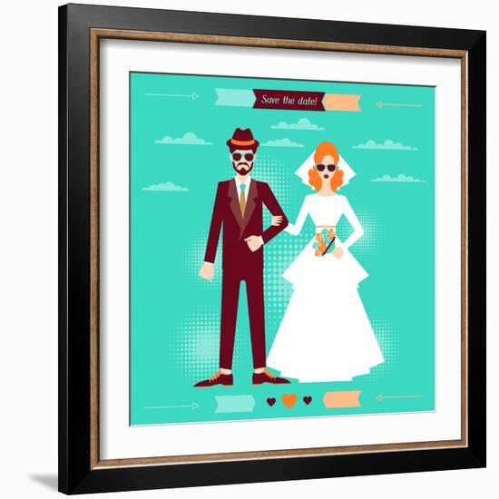 Wedding Invitation Card Template in Retro Style-incomible-Framed Art Print