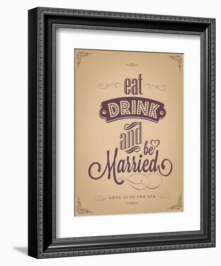 Wedding Invitation Vintage Typographic Background-Melindula-Framed Art Print