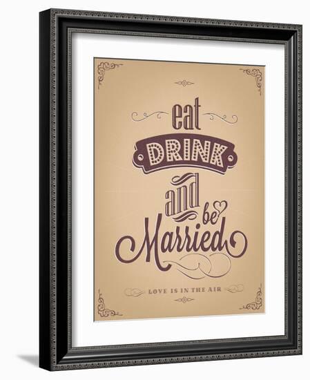 Wedding Invitation Vintage Typographic Background-Melindula-Framed Art Print