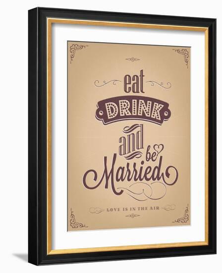 Wedding Invitation Vintage Typographic Background-Melindula-Framed Art Print