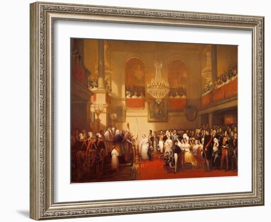 Wedding of Leopold I (1790-1865) to Princess Louise of Orleans (1812-50) at Compiegne-Joseph Desire Court-Framed Giclee Print