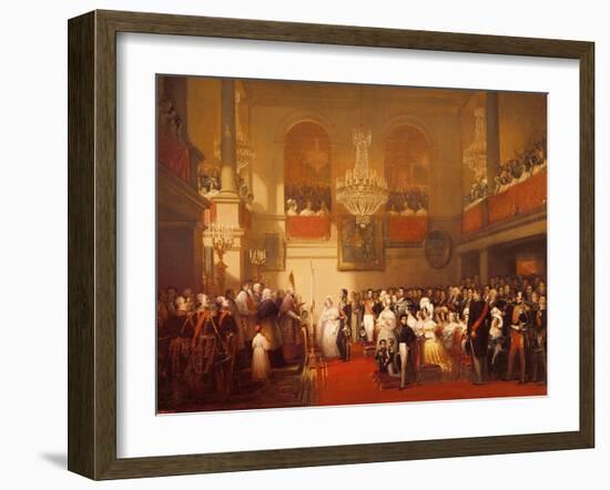 Wedding of Leopold I (1790-1865) to Princess Louise of Orleans (1812-50) at Compiegne-Joseph Desire Court-Framed Giclee Print