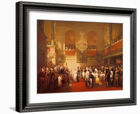 Wedding of Leopold I (1790-1865) to Princess Louise of Orleans (1812-50) at Compiegne-Joseph Desire Court-Framed Giclee Print