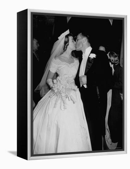 Wedding of Mary Freeman, Champion Swimmer, and John Kelly Kissing-George Skadding-Framed Premier Image Canvas