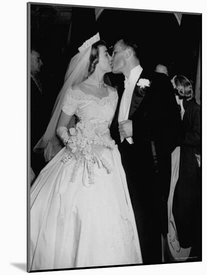 Wedding of Mary Freeman, Champion Swimmer, and John Kelly Kissing-George Skadding-Mounted Photographic Print