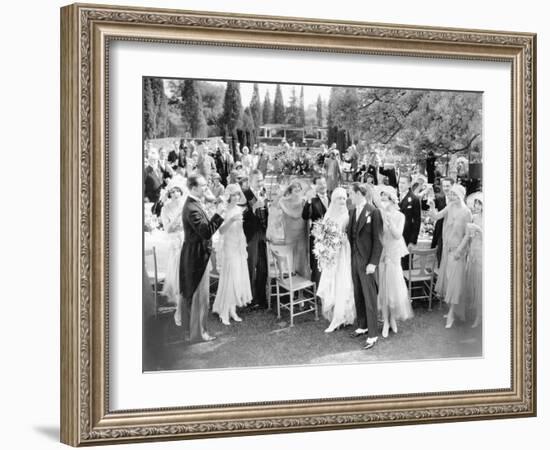 Wedding Party Toasting to the Bride and Groom-null-Framed Photo