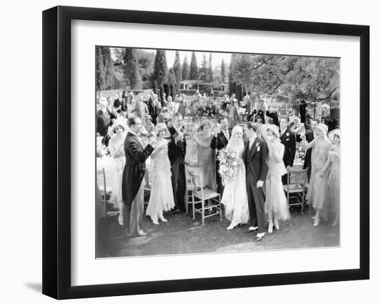 Wedding Party Toasting to the Bride and Groom-null-Framed Photo