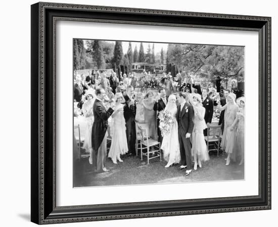 Wedding Party Toasting to the Bride and Groom-null-Framed Photo