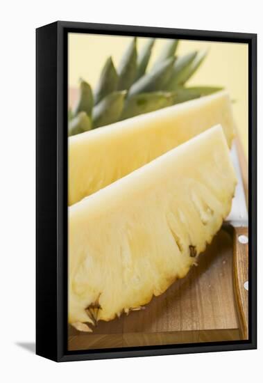 Wedges of Pineapple on Chopping Board-Foodcollection-Framed Premier Image Canvas