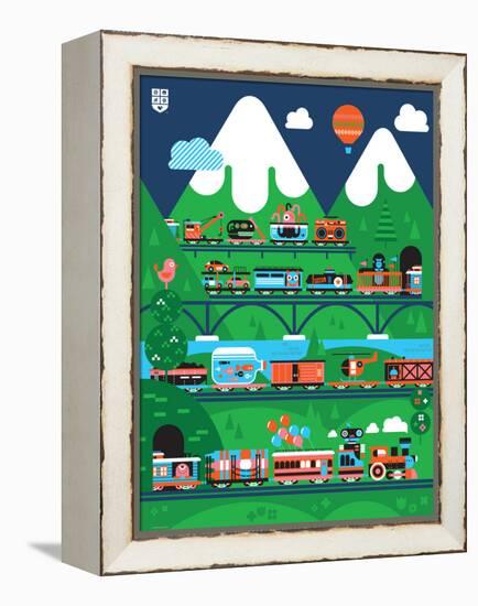 Wee Chugga, All Aboard-Wee Society-Framed Stretched Canvas