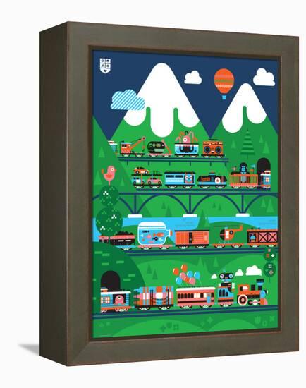 Wee Chugga, All Aboard-Wee Society-Framed Stretched Canvas