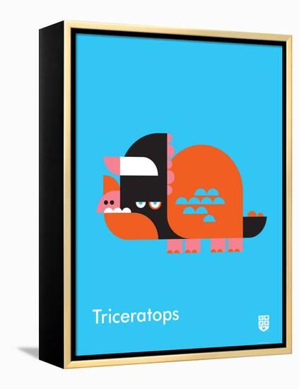 Wee Dinos, Triceratops-Wee Society-Framed Stretched Canvas