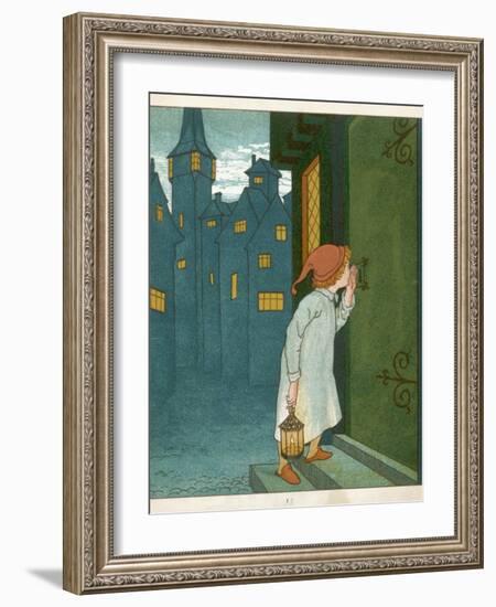 Wee Willie Winkie Runs Through the Town Upstairs and Downstairs in His Nightgown Rapping-Edward Hamilton Bell-Framed Photographic Print