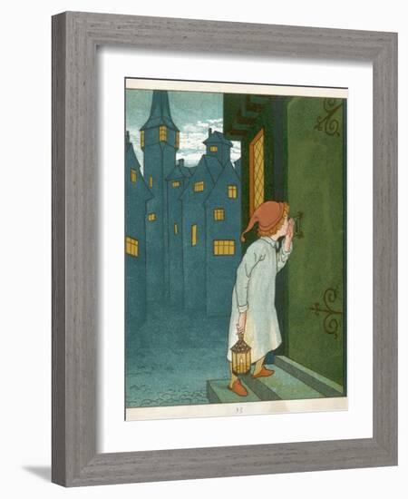 Wee Willie Winkie Runs Through the Town Upstairs and Downstairs in His Nightgown Rapping-Edward Hamilton Bell-Framed Photographic Print