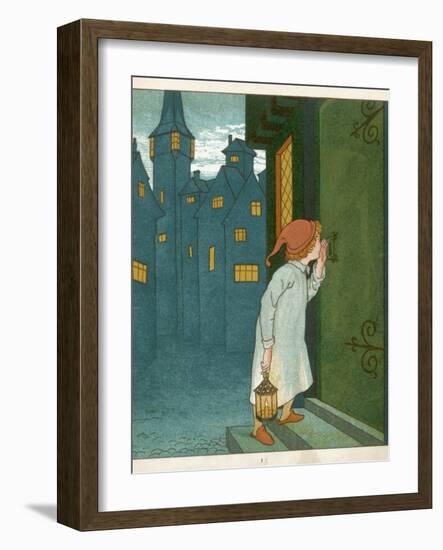 Wee Willie Winkie Runs Through the Town Upstairs and Downstairs in His Nightgown Rapping-Edward Hamilton Bell-Framed Photographic Print