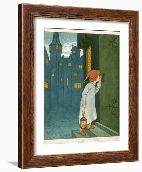 Wee Willie Winkie Runs Through the Town Upstairs and Downstairs in His Nightgown Rapping-Edward Hamilton Bell-Framed Photographic Print