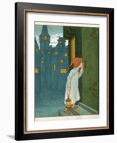 Wee Willie Winkie Runs Through the Town Upstairs and Downstairs in His Nightgown Rapping-Edward Hamilton Bell-Framed Photographic Print