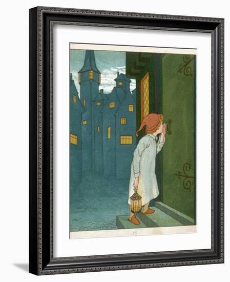 Wee Willie Winkie Runs Through the Town Upstairs and Downstairs in His Nightgown Rapping-Edward Hamilton Bell-Framed Photographic Print