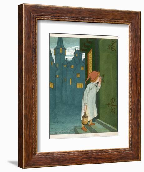 Wee Willie Winkie Runs Through the Town Upstairs and Downstairs in His Nightgown Rapping-Edward Hamilton Bell-Framed Premium Photographic Print