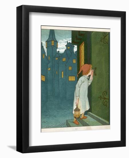 Wee Willie Winkie Runs Through the Town Upstairs and Downstairs in His Nightgown Rapping-Edward Hamilton Bell-Framed Premium Photographic Print