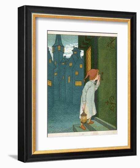 Wee Willie Winkie Runs Through the Town Upstairs and Downstairs in His Nightgown Rapping-Edward Hamilton Bell-Framed Premium Photographic Print