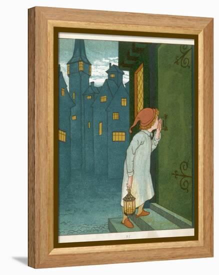 Wee Willie Winkie Runs Through the Town Upstairs and Downstairs in His Nightgown Rapping-Edward Hamilton Bell-Framed Premier Image Canvas