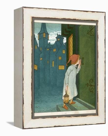 Wee Willie Winkie Runs Through the Town Upstairs and Downstairs in His Nightgown Rapping-Edward Hamilton Bell-Framed Premier Image Canvas