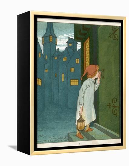Wee Willie Winkie Runs Through the Town Upstairs and Downstairs in His Nightgown Rapping-Edward Hamilton Bell-Framed Premier Image Canvas