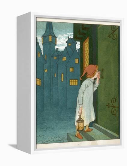 Wee Willie Winkie Runs Through the Town Upstairs and Downstairs in His Nightgown Rapping-Edward Hamilton Bell-Framed Premier Image Canvas