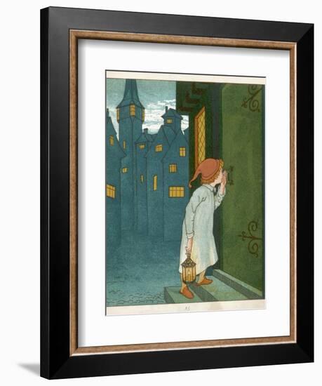 Wee Willie Winkie Runs Through the Town Upstairs and Downstairs in His Nightgown Rapping-Edward Hamilton Bell-Framed Photographic Print