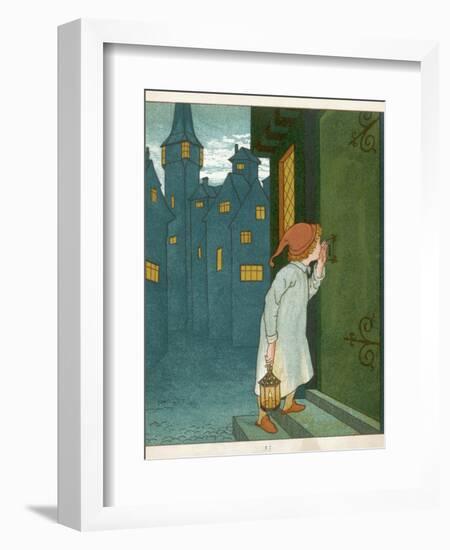 Wee Willie Winkie Runs Through the Town Upstairs and Downstairs in His Nightgown Rapping-Edward Hamilton Bell-Framed Photographic Print