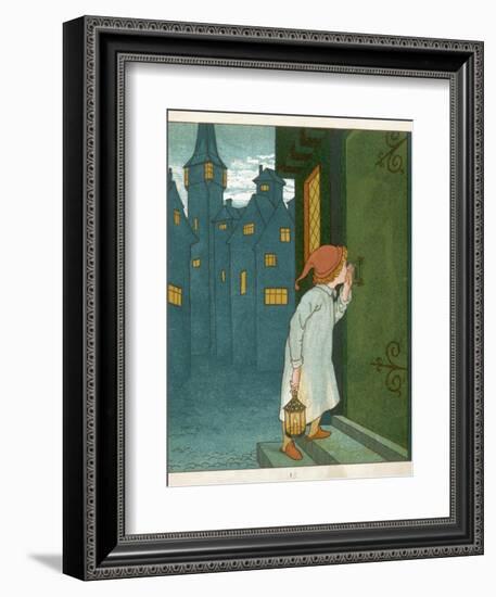 Wee Willie Winkie Runs Through the Town Upstairs and Downstairs in His Nightgown Rapping-Edward Hamilton Bell-Framed Photographic Print