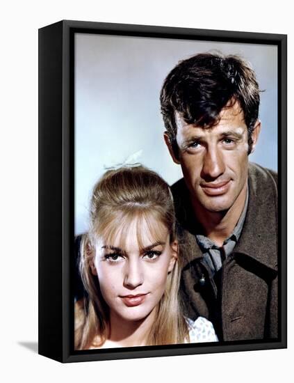 Week end a Zuydcoote by HenriVerneuil with Jean Paul Belmondo and Catherine Spaak, 1964 (photo)-null-Framed Stretched Canvas