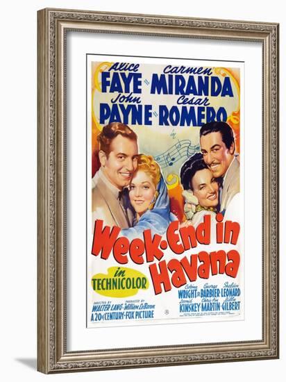 Week-End in Havana, John Payne, Alice Faye, Carmen Miranda, Cesar Romero, 1941-null-Framed Premium Giclee Print