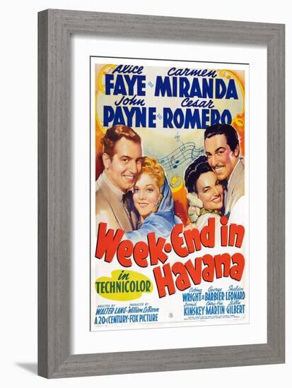 Week-End in Havana, John Payne, Alice Faye, Carmen Miranda, Cesar Romero, 1941-null-Framed Premium Giclee Print
