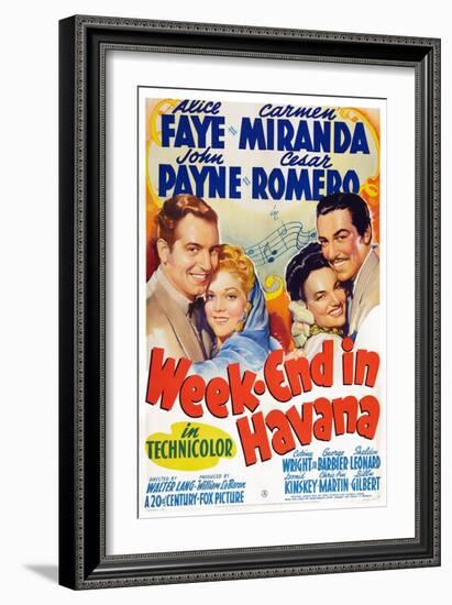 Week-End in Havana, John Payne, Alice Faye, Carmen Miranda, Cesar Romero, 1941-null-Framed Premium Giclee Print