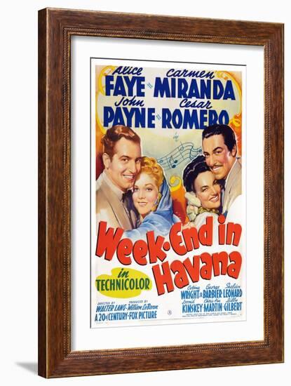 Week-End in Havana, John Payne, Alice Faye, Carmen Miranda, Cesar Romero, 1941-null-Framed Art Print