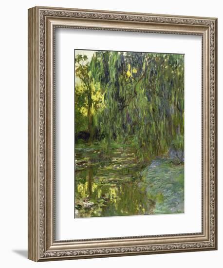 Weeping Willows, the Waterlily Pond at Giverny, C.1918-Claude Monet-Framed Giclee Print