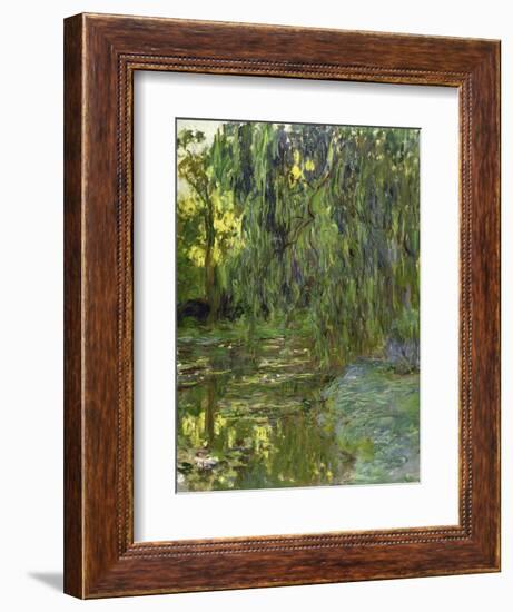 Weeping Willows, the Waterlily Pond at Giverny, C.1918-Claude Monet-Framed Giclee Print