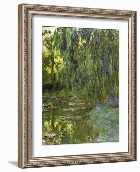 Weeping Willows, the Waterlily Pond at Giverny, C.1918-Claude Monet-Framed Giclee Print