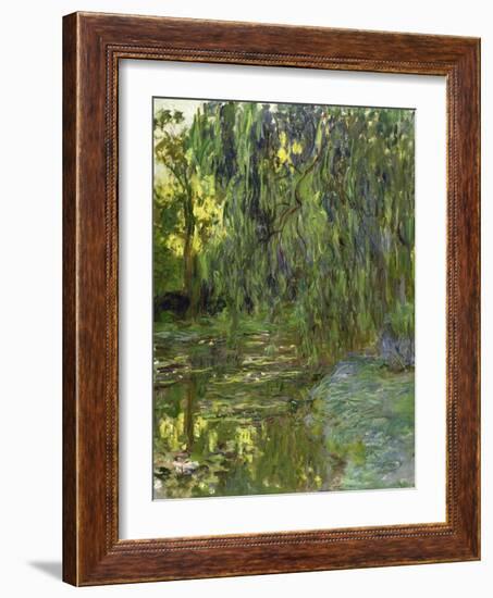 Weeping Willows, the Waterlily Pond at Giverny, C.1918-Claude Monet-Framed Giclee Print