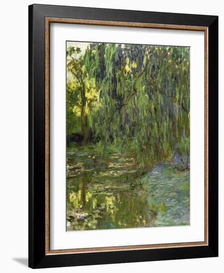 Weeping Willows, the Waterlily Pond at Giverny, C.1918-Claude Monet-Framed Giclee Print