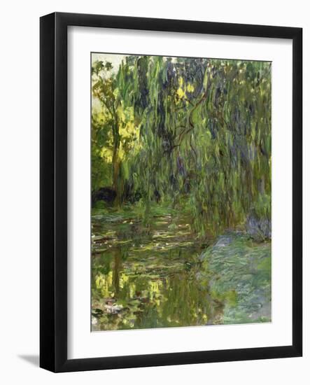 Weeping Willows, the Waterlily Pond at Giverny, C.1918-Claude Monet-Framed Giclee Print