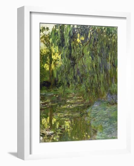 Weeping Willows, the Waterlily Pond at Giverny, C.1918-Claude Monet-Framed Giclee Print